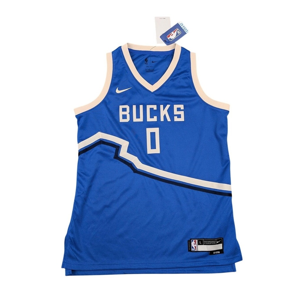 Nike Milwaukee Bucks Jersey Youth Large Blue NBA Basketball Damian Lillard New